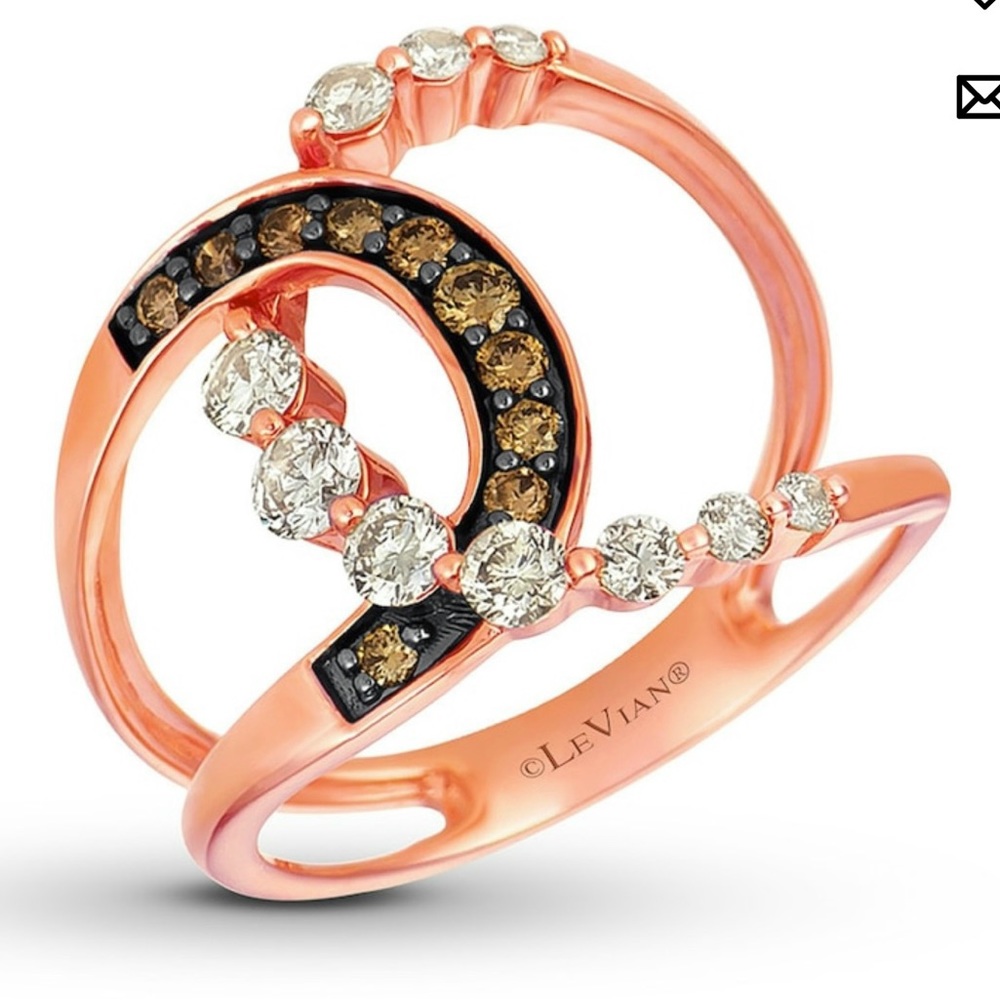 Le Vian chocolate and clear natural diamond ring in 14k rose gold size 6